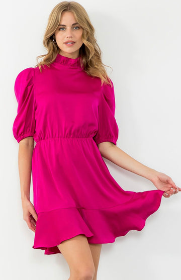 Flutter Sleeve Dress in Pink, by THML
