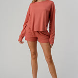 Garment Dyed Long Sleeved Top and Short Set, by Hashttag