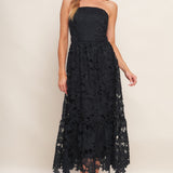 CAREFREE NIGHTS BLACK LACE MIDI DRESS, Flying Tomato
