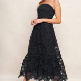 CAREFREE NIGHTS BLACK LACE MIDI DRESS, Flying Tomato