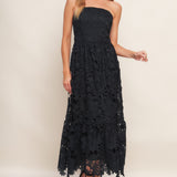 CAREFREE NIGHTS BLACK LACE MIDI DRESS, Flying Tomato