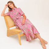 SWEET CAMELLIA PINK WOVEN MIDI DRESS, Flying Tomato (online only)