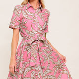 SWEET CAMELLIA PINK WOVEN MIDI DRESS, Flying Tomato (online only)