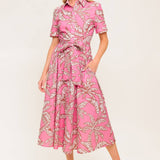 SWEET CAMELLIA PINK WOVEN MIDI DRESS, Flying Tomato (online only)