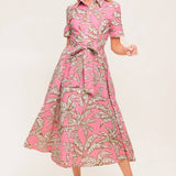 SWEET CAMELLIA PINK WOVEN MIDI DRESS, Flying Tomato (online only)