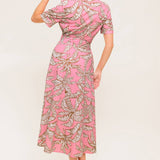SWEET CAMELLIA PINK WOVEN MIDI DRESS, Flying Tomato (online only)