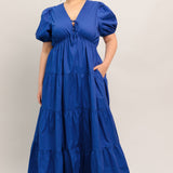 SUMMER GLOW ROYAL BLUE WOVEN MAXI DRESS, Flying Tomato