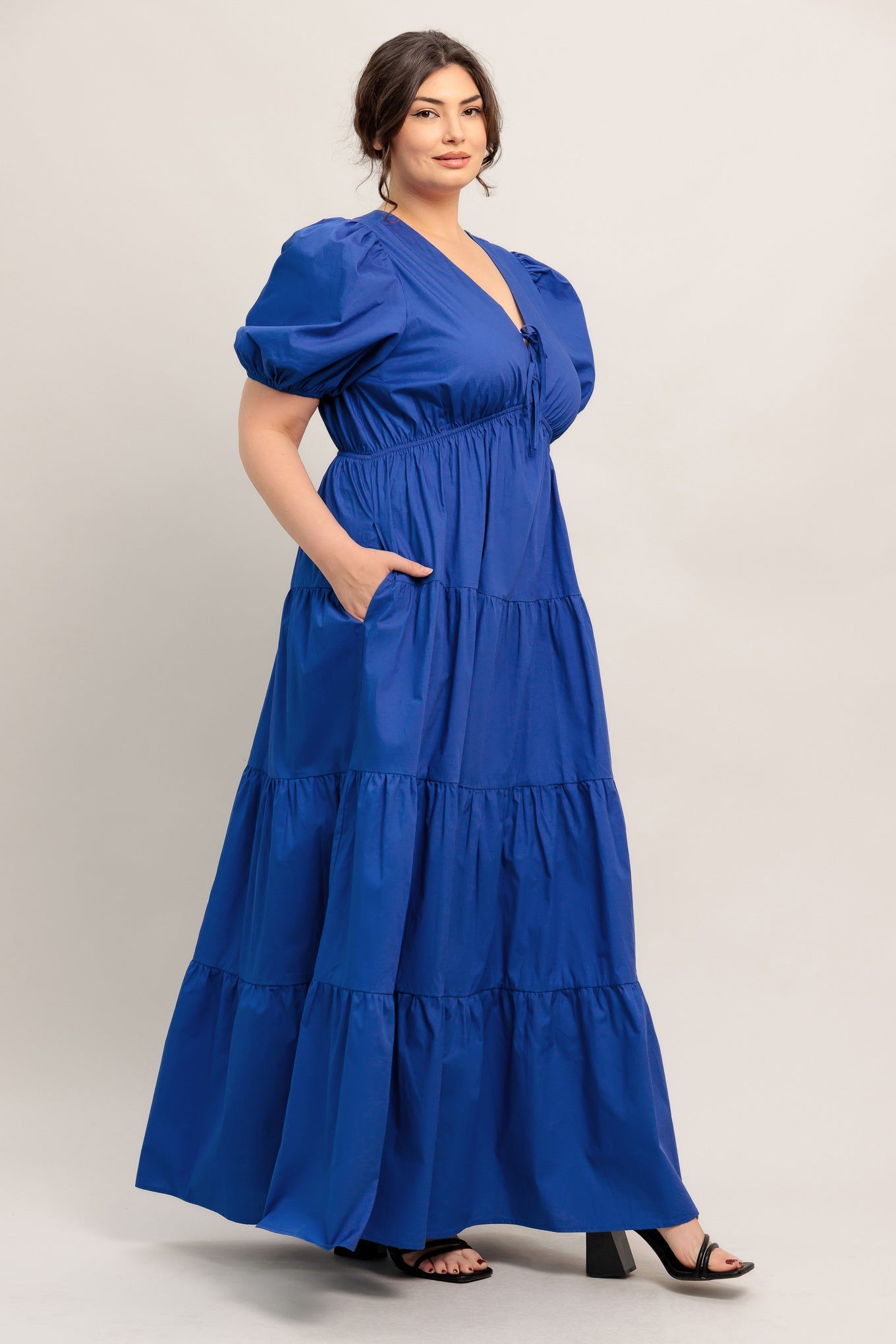 SUMMER GLOW ROYAL BLUE WOVEN MAXI DRESS, Flying Tomato