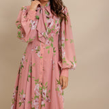 BLUSH BOTANICA WOVEN MIDI DRESS, Flying Tomato