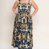 IMPERIAL BLOOM BLUE WOVEN MIDI DRESS, Flying Monkey (online only)