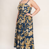 IMPERIAL BLOOM BLUE WOVEN MIDI DRESS, Flying Monkey (online only)