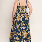 IMPERIAL BLOOM BLUE WOVEN MIDI DRESS, Flying Monkey (online only)