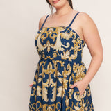 IMPERIAL BLOOM BLUE WOVEN MIDI DRESS, Flying Monkey (online only)