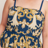 IMPERIAL BLOOM BLUE WOVEN MIDI DRESS, Flying Monkey (online only)