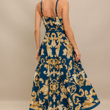 IMPERIAL BLOOM BLUE WOVEN MIDI DRESS, Flying Monkey (online only)