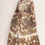 BOHEMIAN TAPESTRY BROWN WOVEN MAXI DRESS, Flying Money (online only)