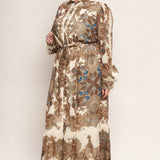 BOHEMIAN TAPESTRY BROWN WOVEN MAXI DRESS, Flying Money (online only)