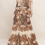 BOHEMIAN TAPESTRY BROWN WOVEN MAXI DRESS, Flying Money (online only)
