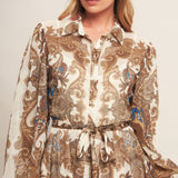 BOHEMIAN TAPESTRY BROWN WOVEN MAXI DRESS, Flying Money (online only)