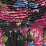 NIGHT FLORIST POWER MESH MAXI DRESS