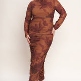 AMBER FLORA POWER MESH MIDI DRESS , Flying Tomato (Online only)