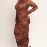 AMBER FLORA POWER MESH MIDI DRESS , Flying Tomato (Online only)