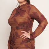 AMBER FLORA POWER MESH MIDI DRESS , Flying Tomato (Online only)