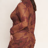 AMBER FLORA POWER MESH MIDI DRESS , Flying Tomato (Online only)