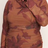 AMBER FLORA POWER MESH MIDI DRESS , Flying Tomato (Online only)