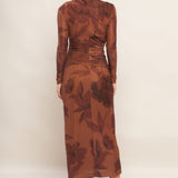 AMBER FLORA POWER MESH MIDI DRESS , Flying Tomato (Online only)