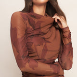 AMBER FLORA POWER MESH MIDI DRESS , Flying Tomato (Online only)