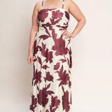 WINE BLOOM POWER MESH MIDI DRESS , Flying Tomato (online only)