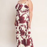 WINE BLOOM POWER MESH MIDI DRESS , Flying Tomato (online only)