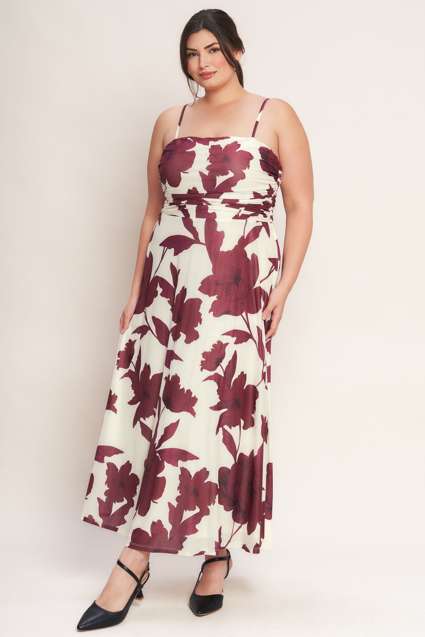 WINE BLOOM POWER MESH MIDI DRESS , Flying Tomato (online only)