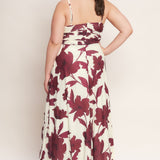 WINE BLOOM POWER MESH MIDI DRESS , Flying Tomato (online only)