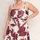 WINE BLOOM POWER MESH MIDI DRESS , Flying Tomato (online only)