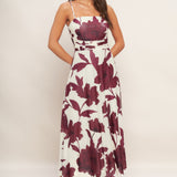 WINE BLOOM POWER MESH MIDI DRESS, Flying Tomato