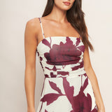 WINE BLOOM POWER MESH MIDI DRESS, Flying Tomato