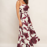 WINE BLOOM POWER MESH MIDI DRESS, Flying Tomato