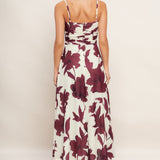 WINE BLOOM POWER MESH MIDI DRESS, Flying Tomato