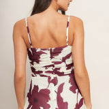 WINE BLOOM POWER MESH MIDI DRESS, Flying Tomato