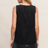 CITY SLEEK  FAUX SUEDE AND LEATHER SHIFT DRESS, Flying Tomato (Online Only)