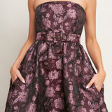 AUBERGINE CHIC JACQUARD WOVEN MIDI DRESS, Flying Tomato
