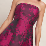 BLACK ROSE AFFAIR WOVEN JACQUARD MIDI DRESS, Flying Tomato