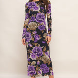 VIOLET EMBRACE POWER MESH MIDI DRESS, Flying Tomato