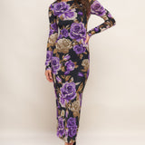 VIOLET EMBRACE POWER MESH MIDI DRESS, Flying Tomato