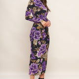 VIOLET EMBRACE POWER MESH MIDI DRESS, Flying Tomato