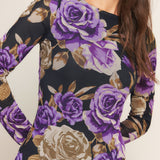 VIOLET EMBRACE POWER MESH MIDI DRESS, Flying Tomato