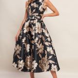 MOONLIGHT BLOSSOM WOVEN MIDI DRESS, Flying Tomato