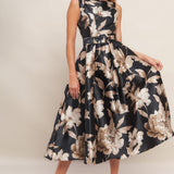 MOONLIGHT BLOSSOM WOVEN MIDI DRESS, Flying Tomato